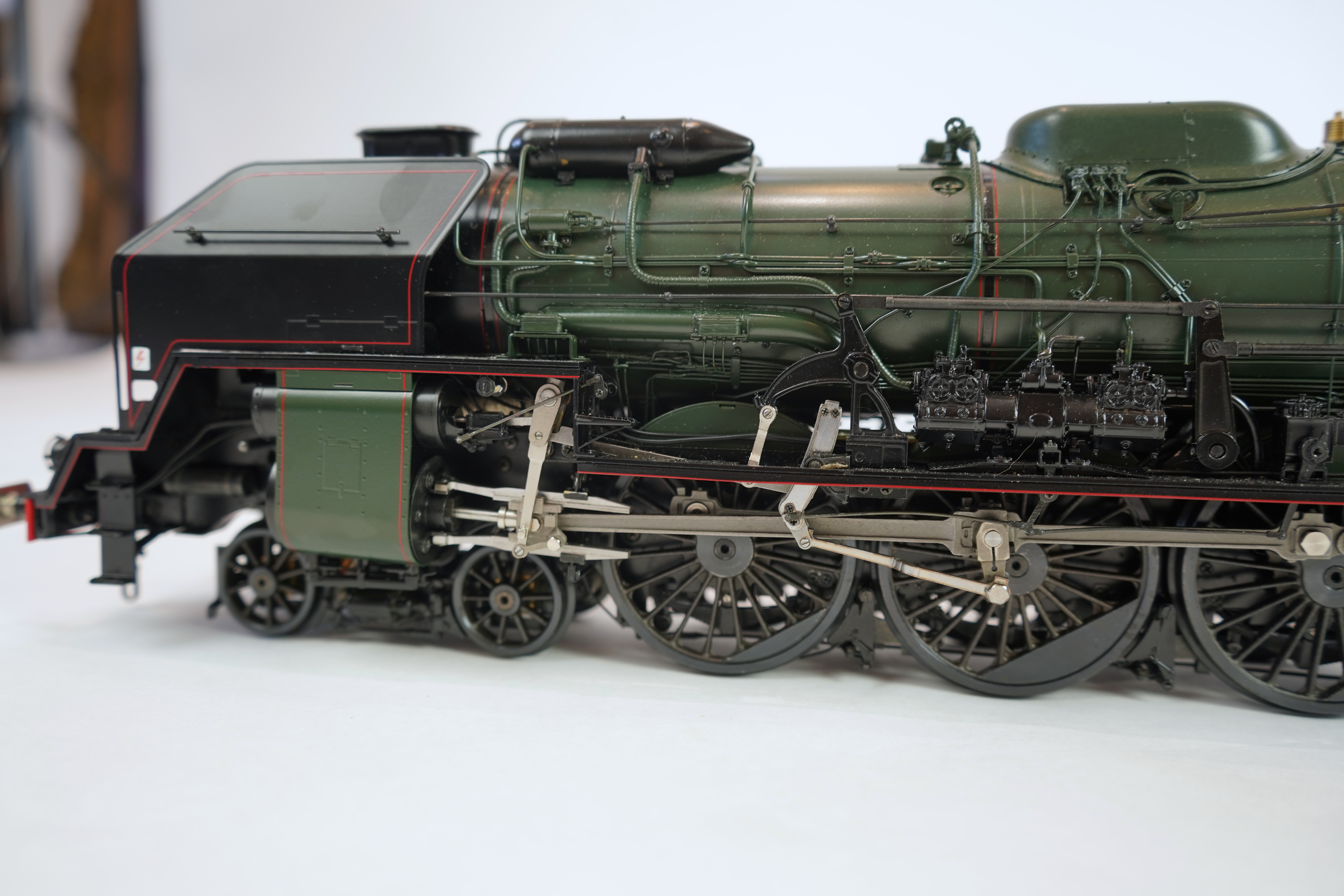 A Gauge One Aster Hobbies live steam French SNCF Class 241.P.1, 4-8-2 locomotive with bogie tender, the kit built version, spirit fired working four cylinder motion, with grate and tools for conversion to coal firing, as